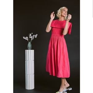 Antonio Melanix Jennifer Sumko Rachel Shirred Taffeta A-Line Capelet Midi Dress